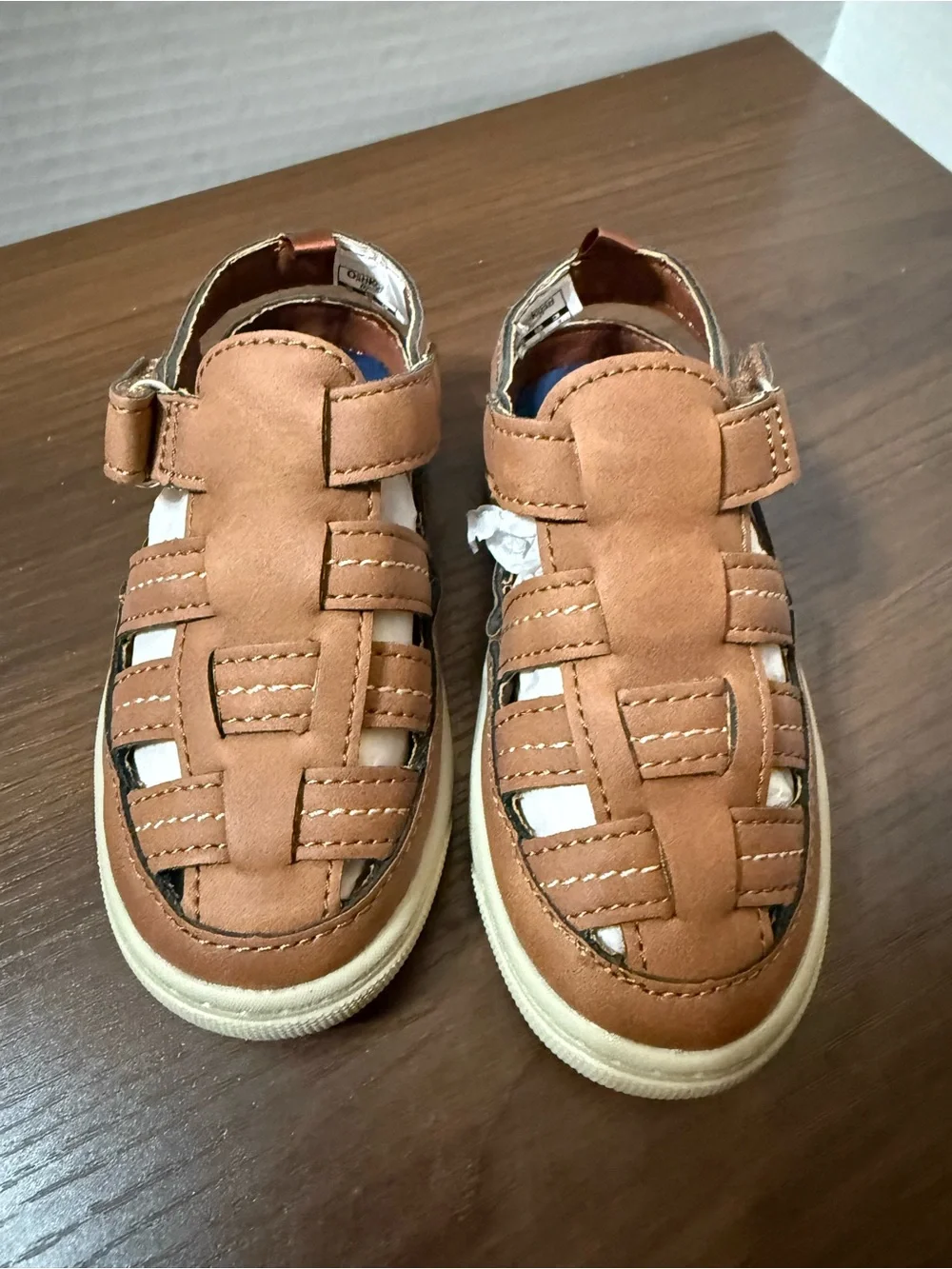 New! OshKosh B'gosh Tan Brown Woven Fisherman Sandals Size 7